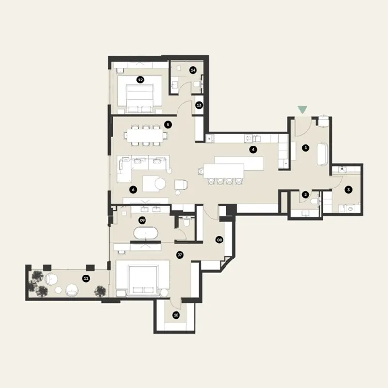 2 bedroom floor plan