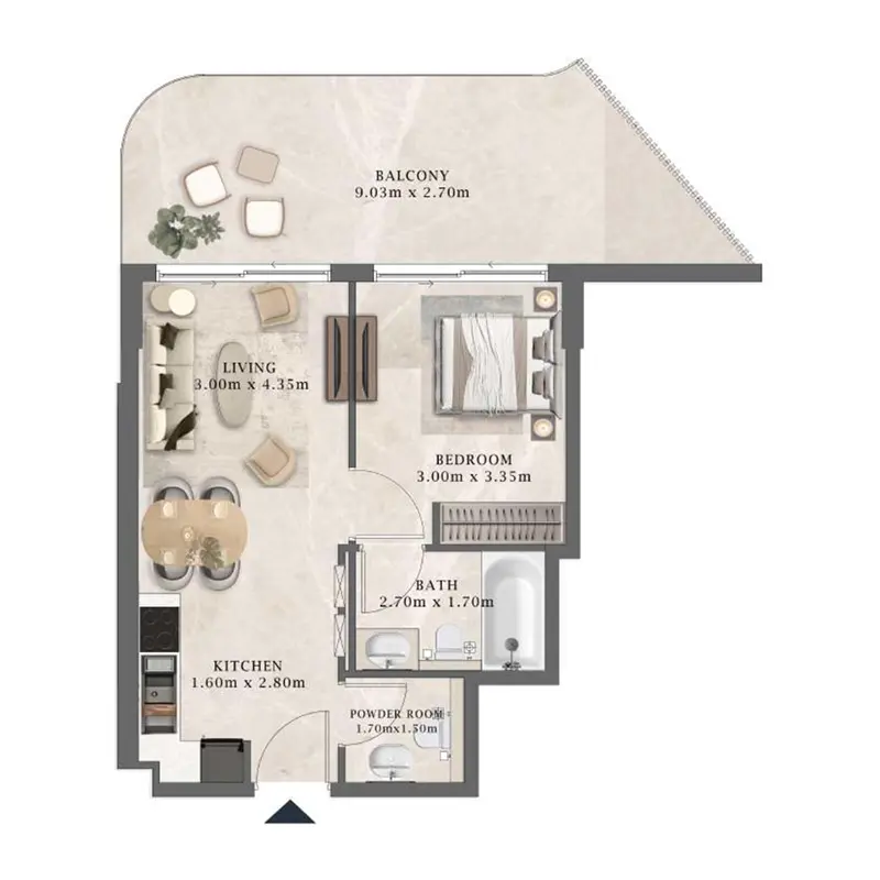 1 bedroom Apartments floor plan