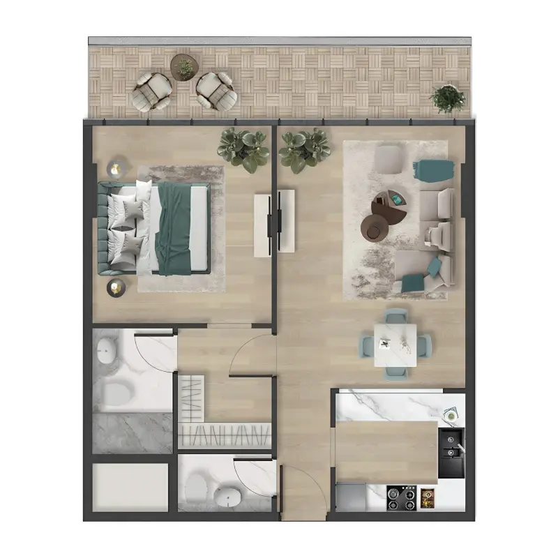 1 bedroom floor plan