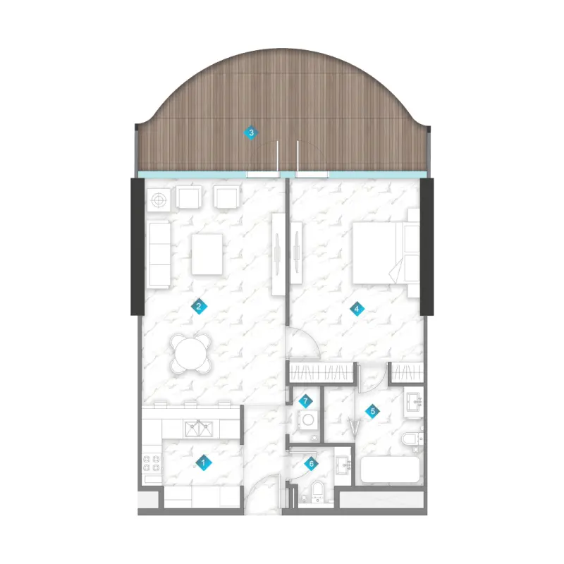 1 bedroom floor plan