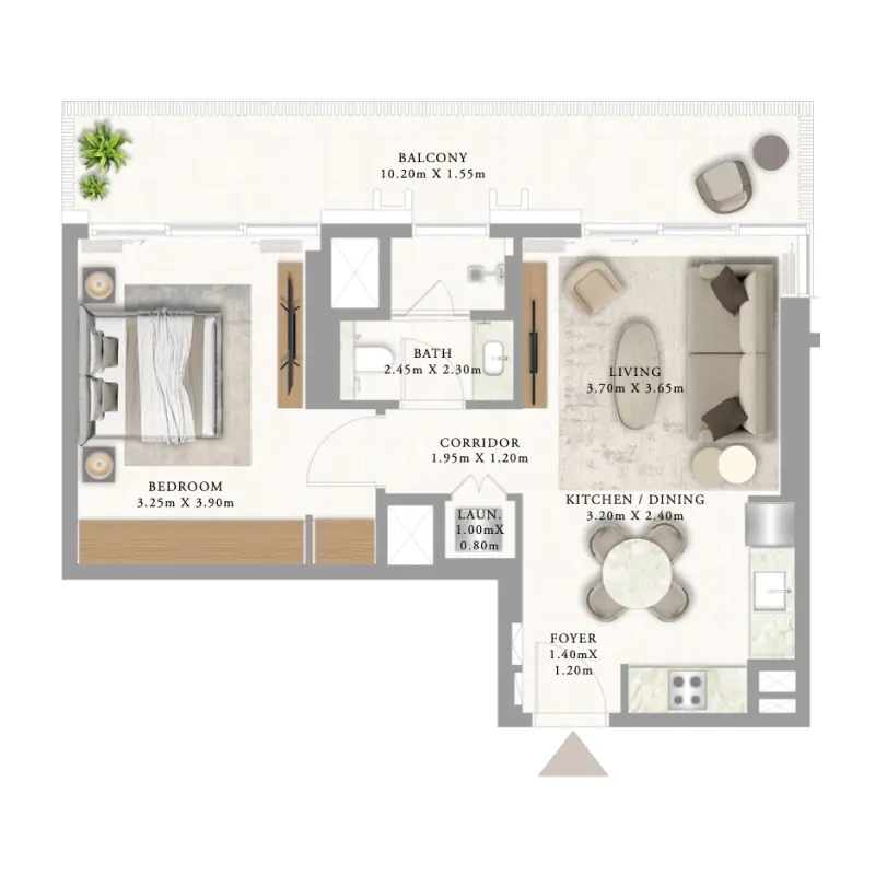 1 bedroom floor plan