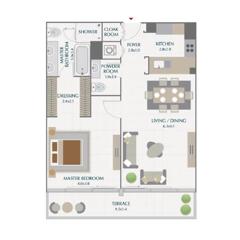 1 bedroom floor plan