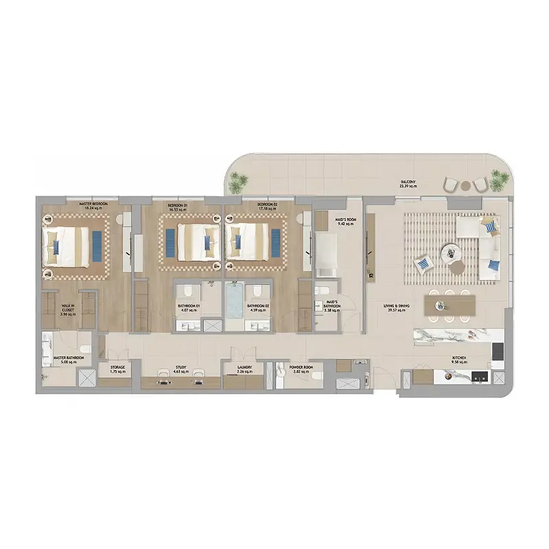 Type 1 + Maid floor plan