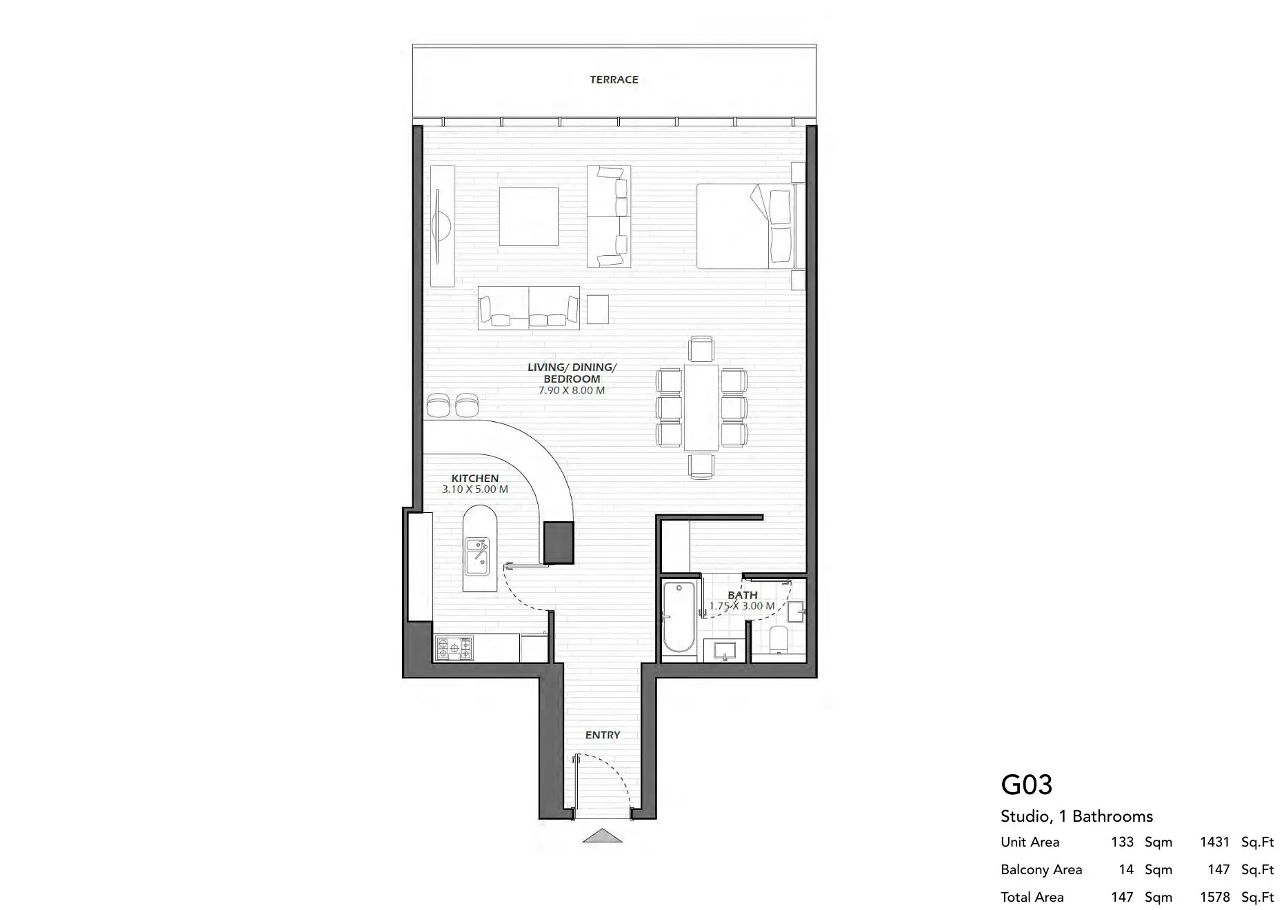 Studio Apartment floor plan