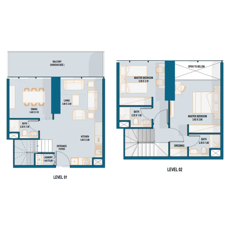2 bedroom floor plan