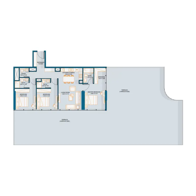 3 bedroom floor plan