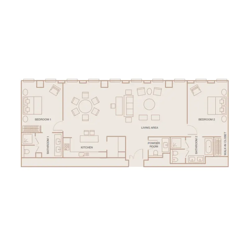 2 bedroom floor plan