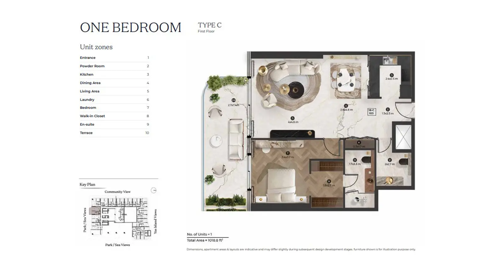 1 Bedroom Type C floor plan