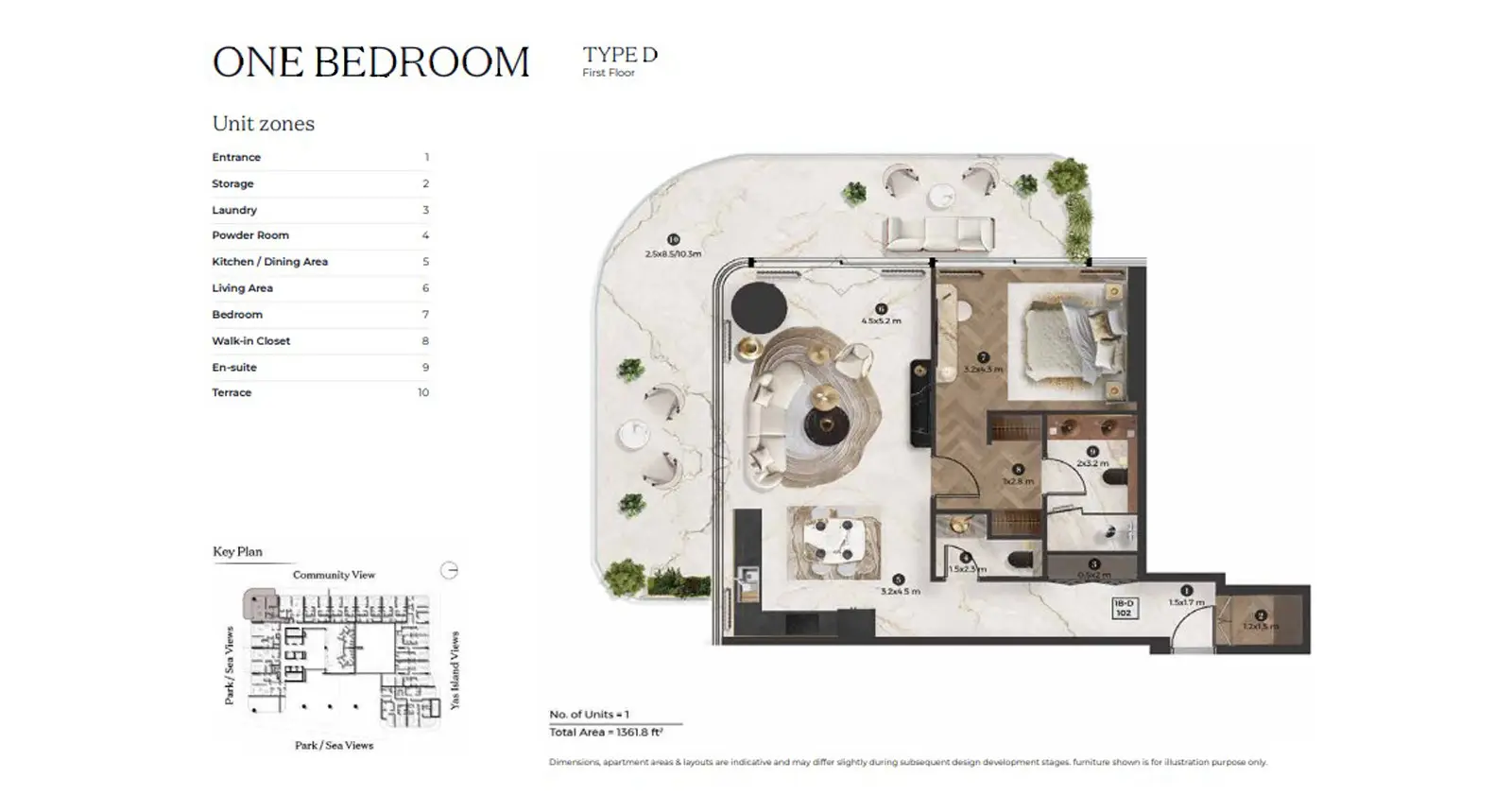 1 Bedroom Type D floor plan