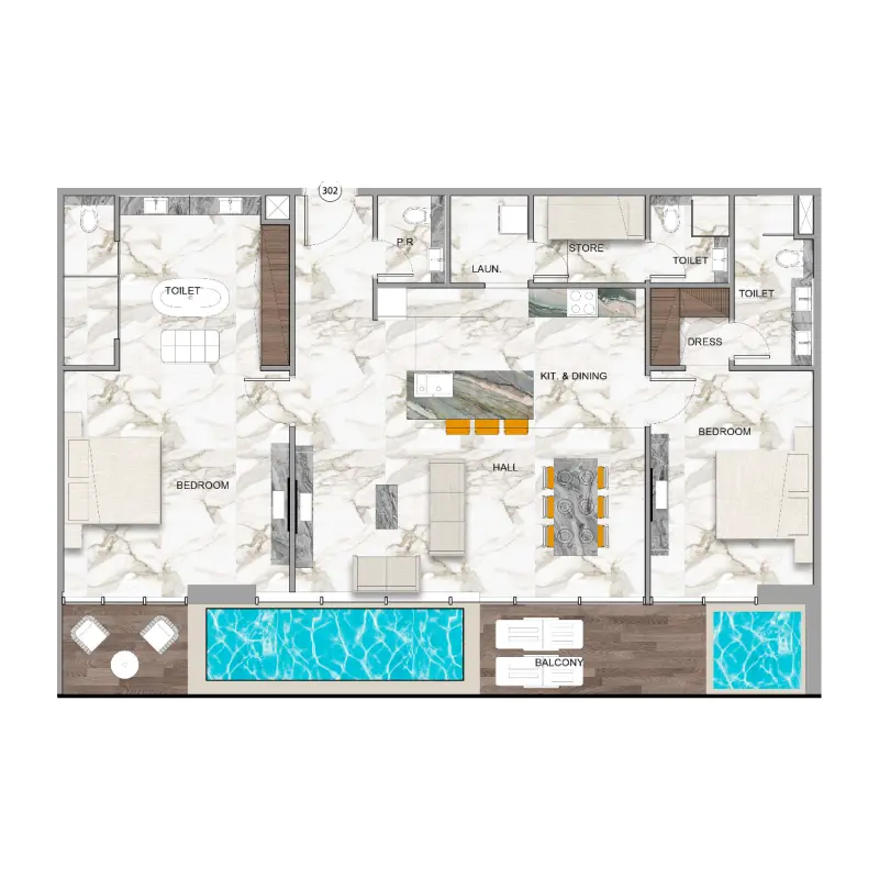 2 bedroom floor plan