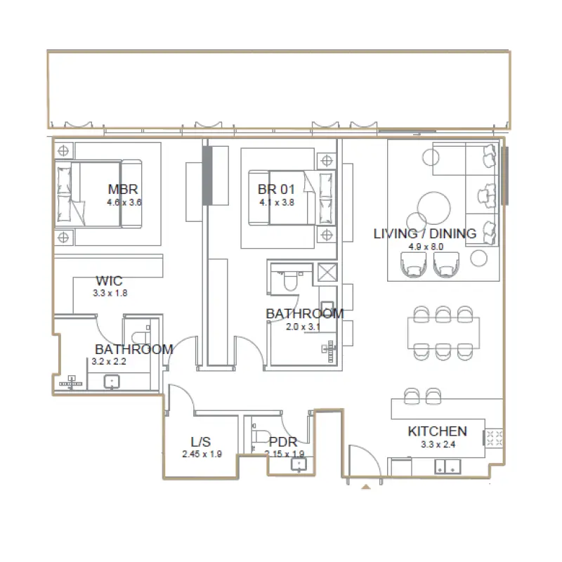 2 bedroom floor plan