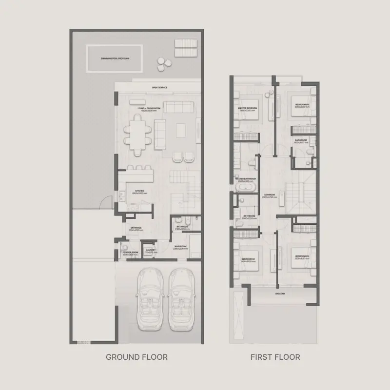4 bedroom + pool floor plan
