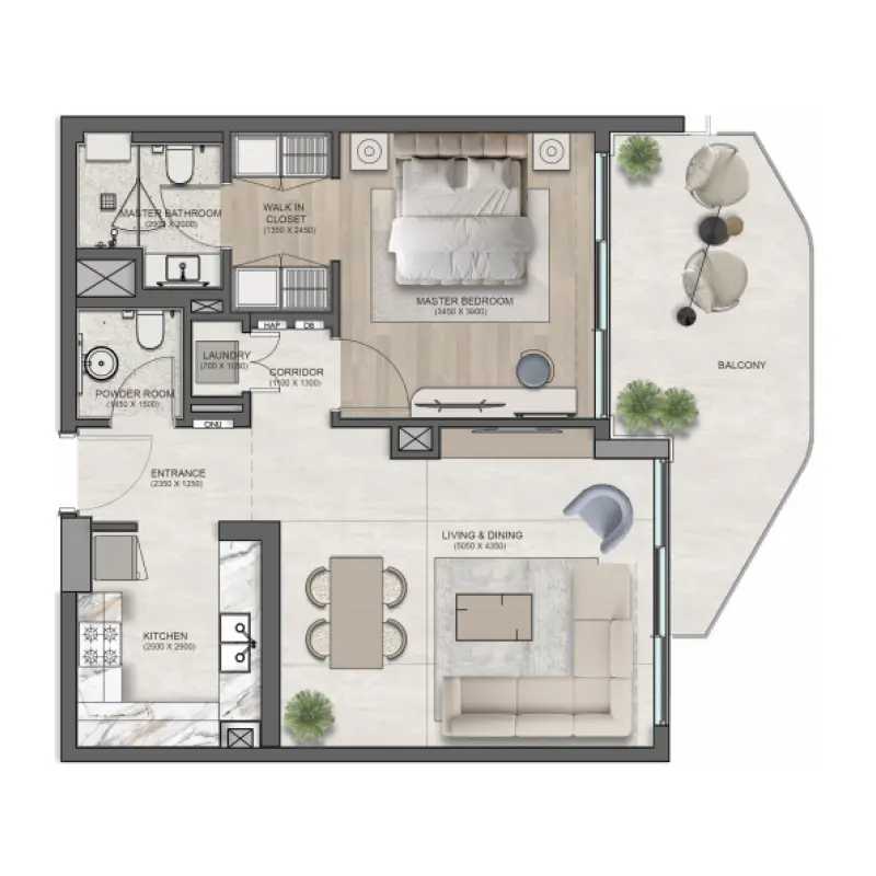 1 bedroom floor plan