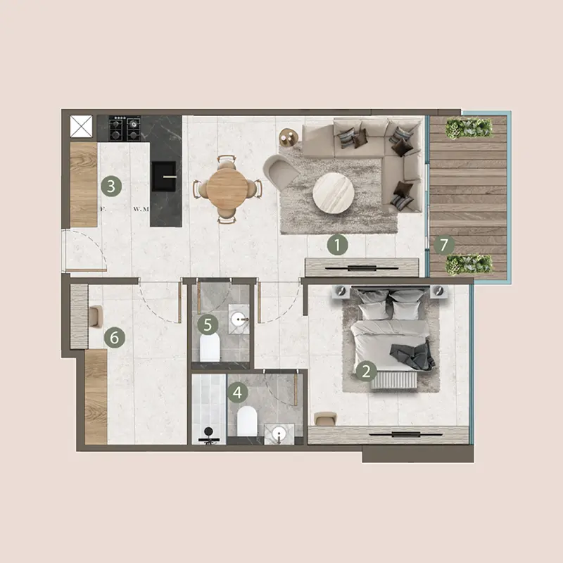 1 bedroom Apartments floor plan