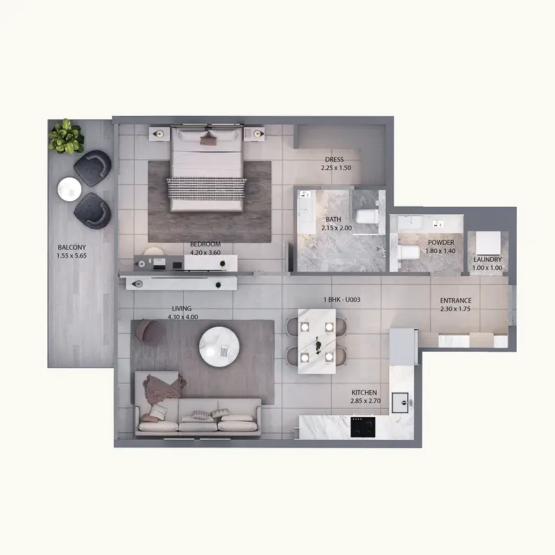 1 bedroom Apartments floor plan