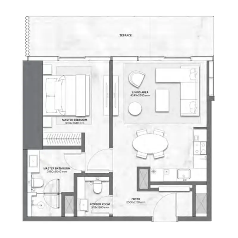 1 bedroom Apartments floor plan