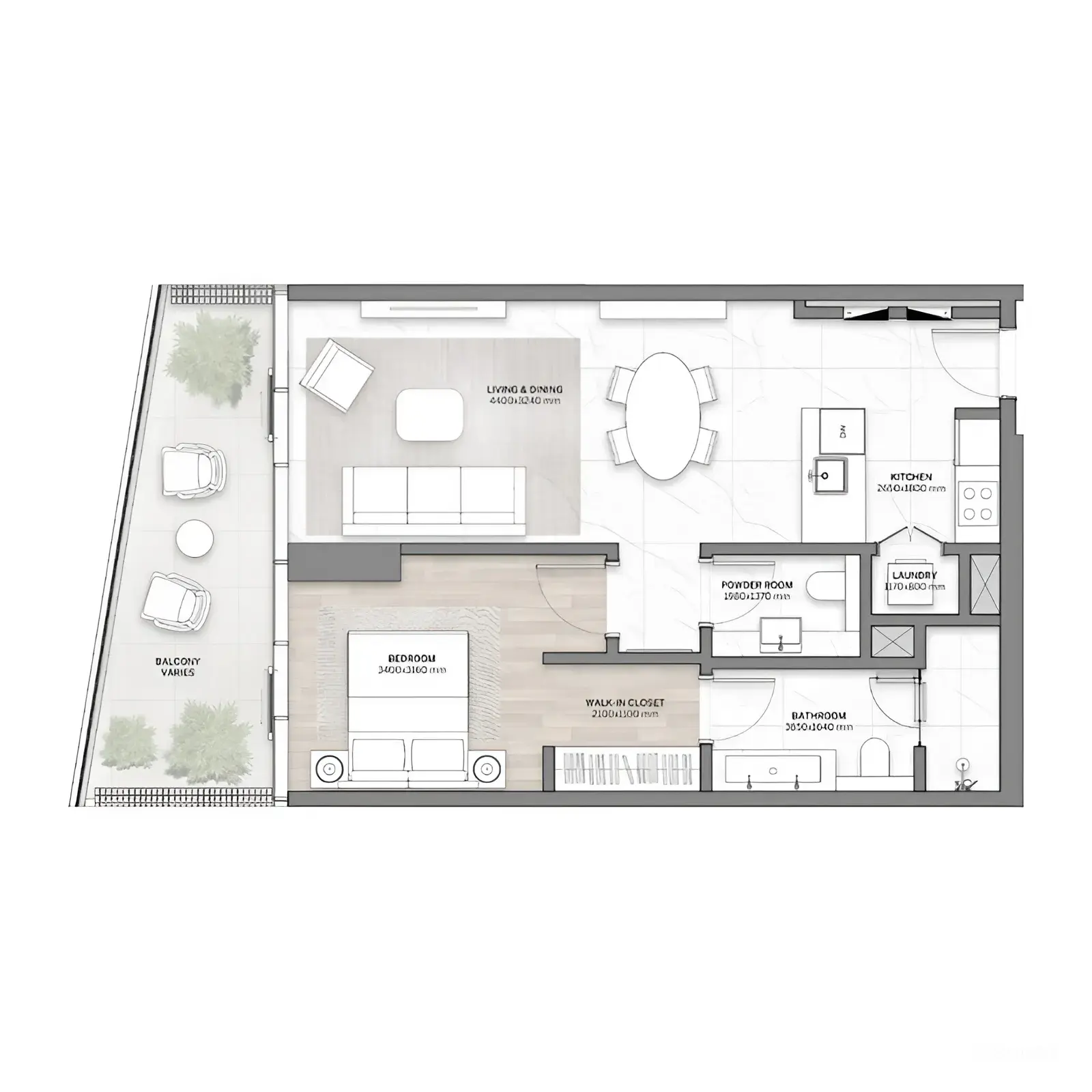 1 bedroom floor plan