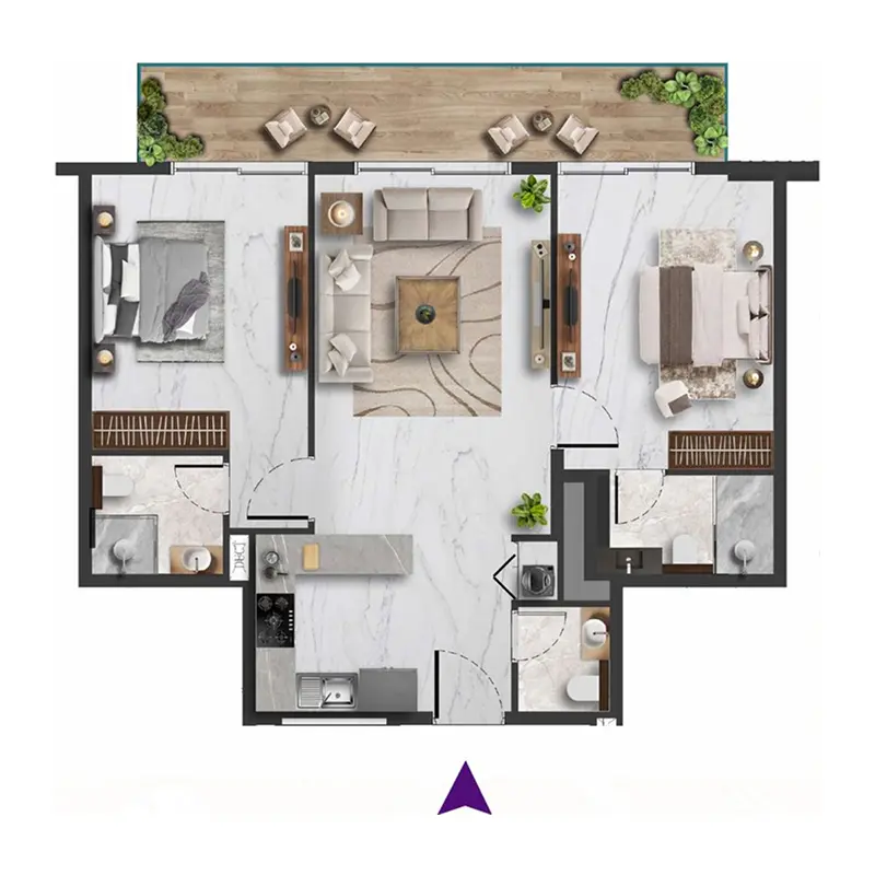 2 bedroom Apartments floor plan