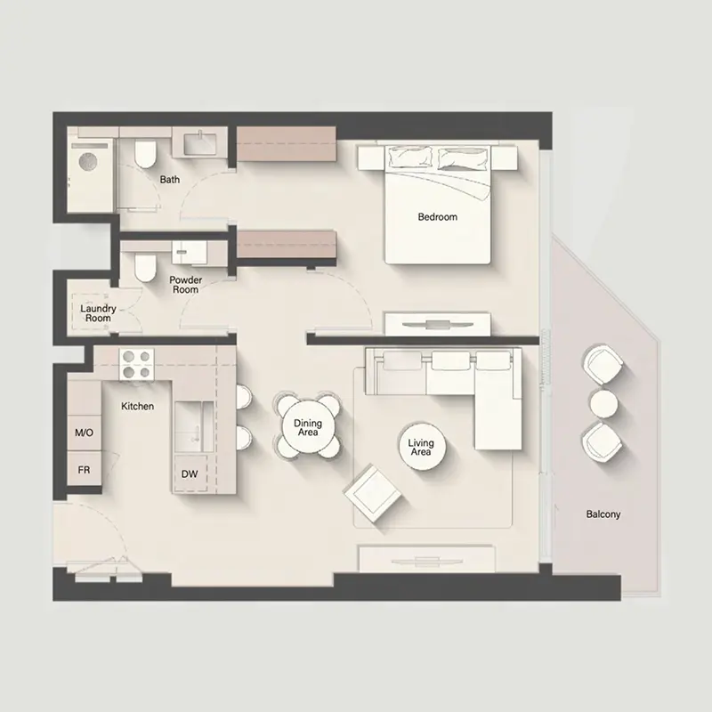 1 bedroom Apartments floor plan