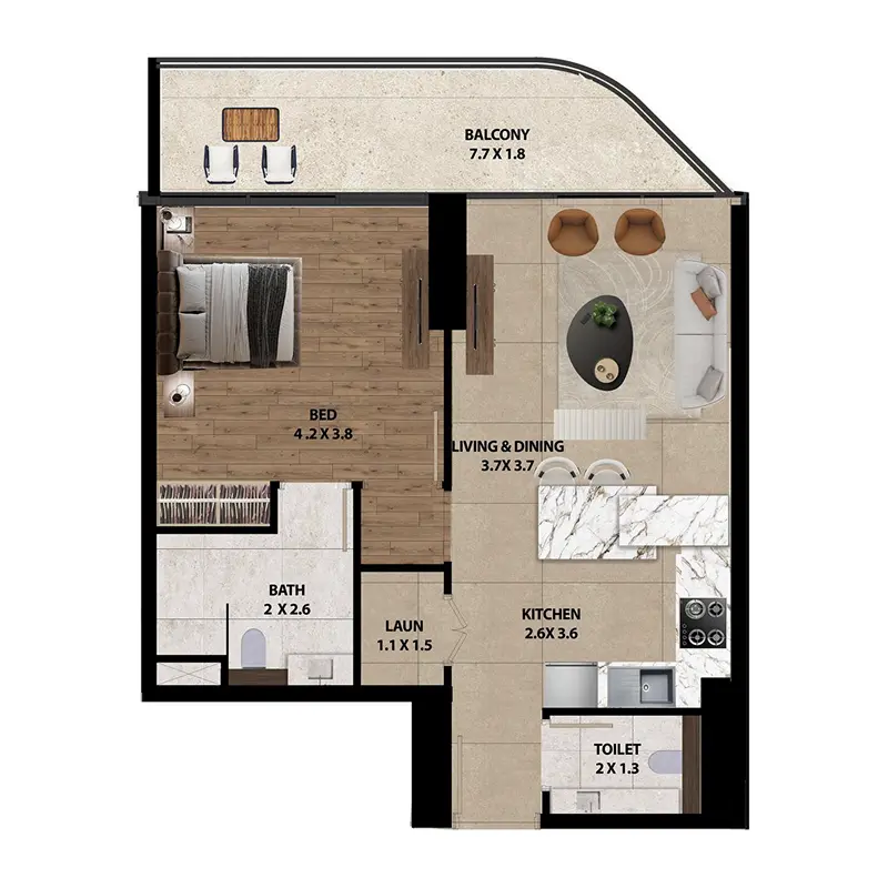 1 bedroom Apartments floor plan