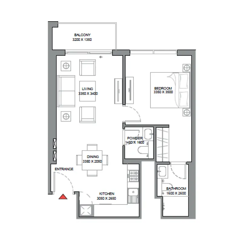 1 bedroom floor plan