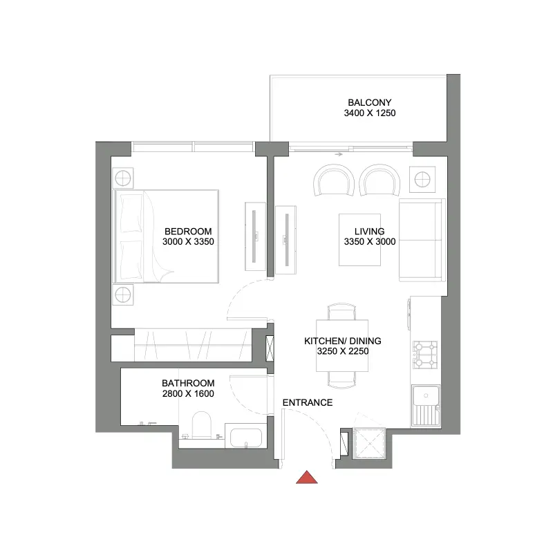 1 bedroom floor plan