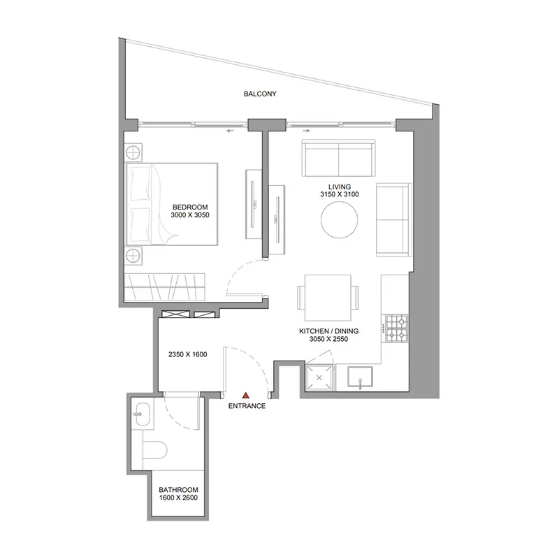 1 bedroom Apartments floor plan