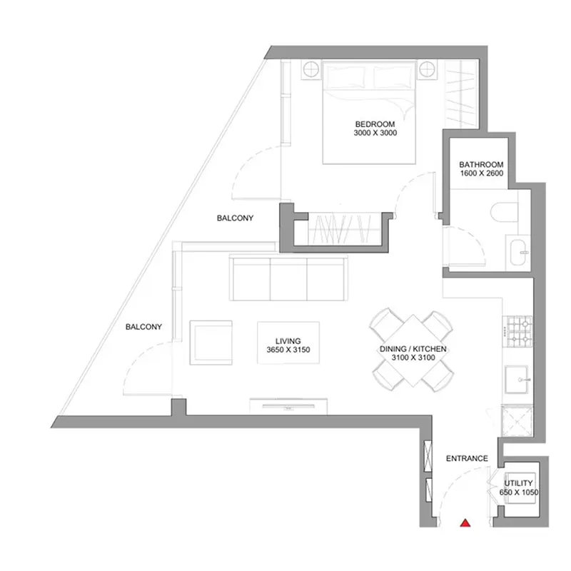 1 bedroom Apartments floor plan