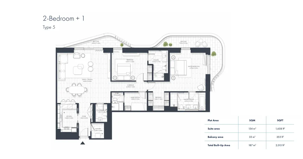 Type 5 + Maid floor plan