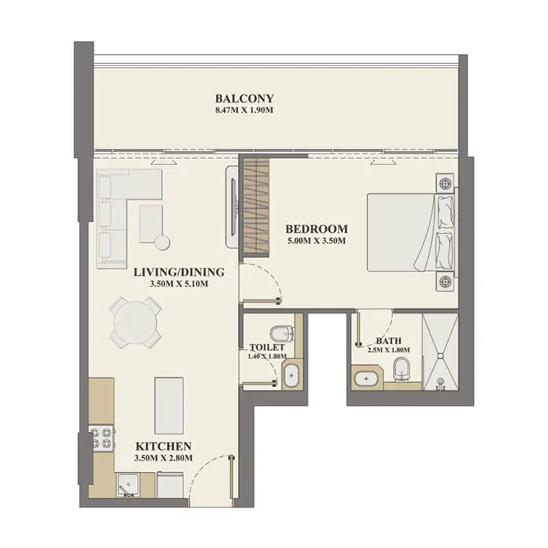 1 bedroom floor plan