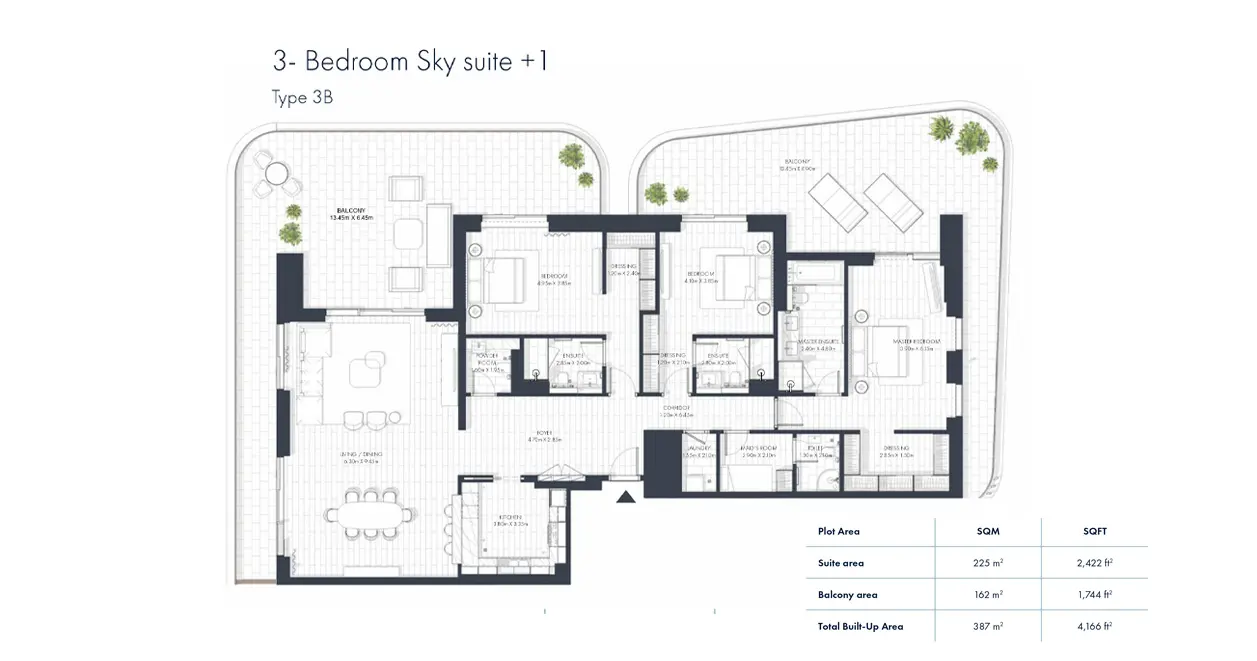 Type 3B + Maid’s floor plan
