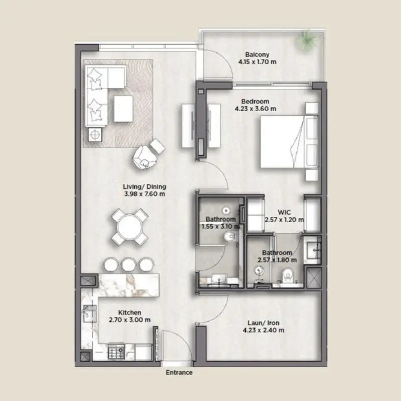 1 bedroom floor plan