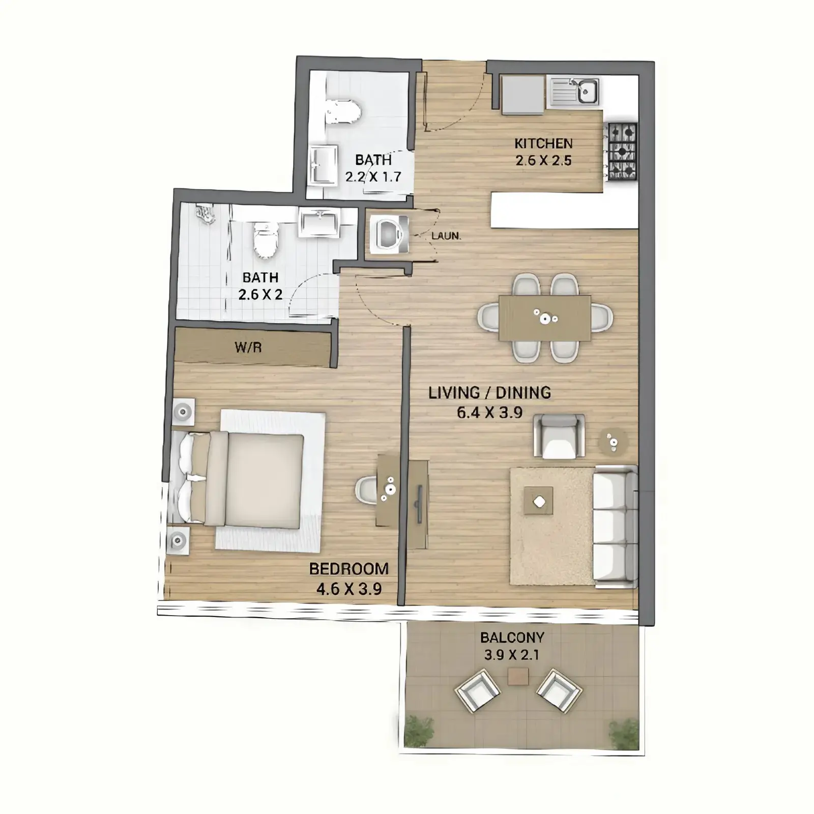 1 bedroom Apartments floor plan