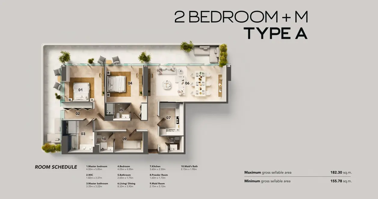 Type A + Maid floor plan