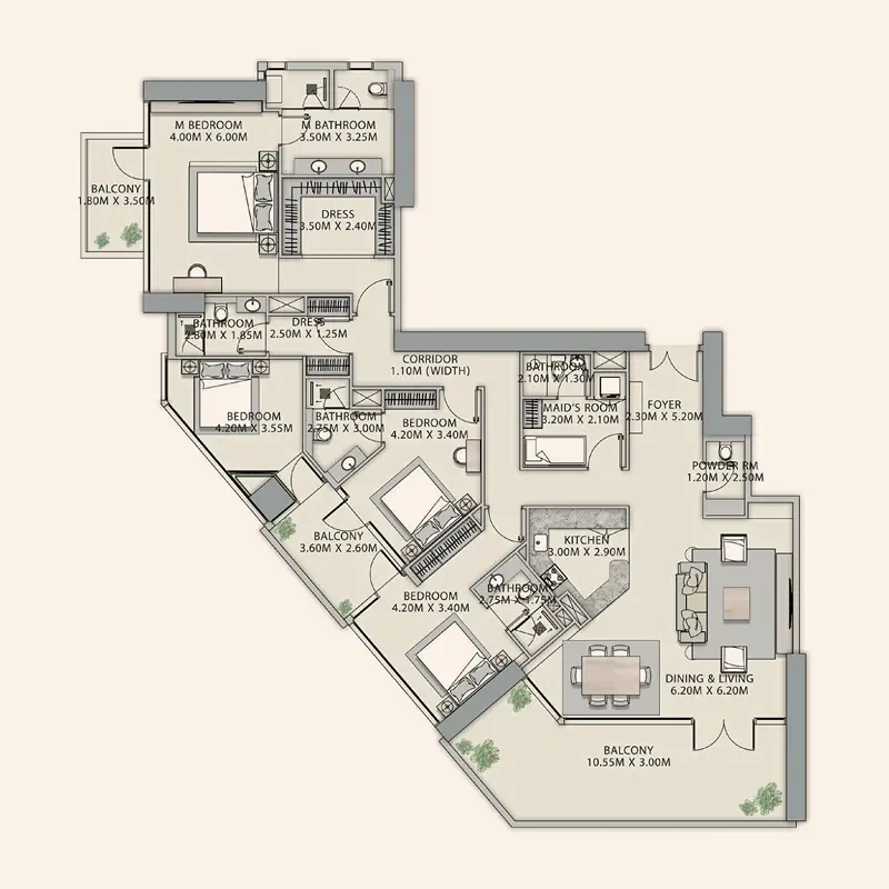 4 bedroom Penthouse floor plan