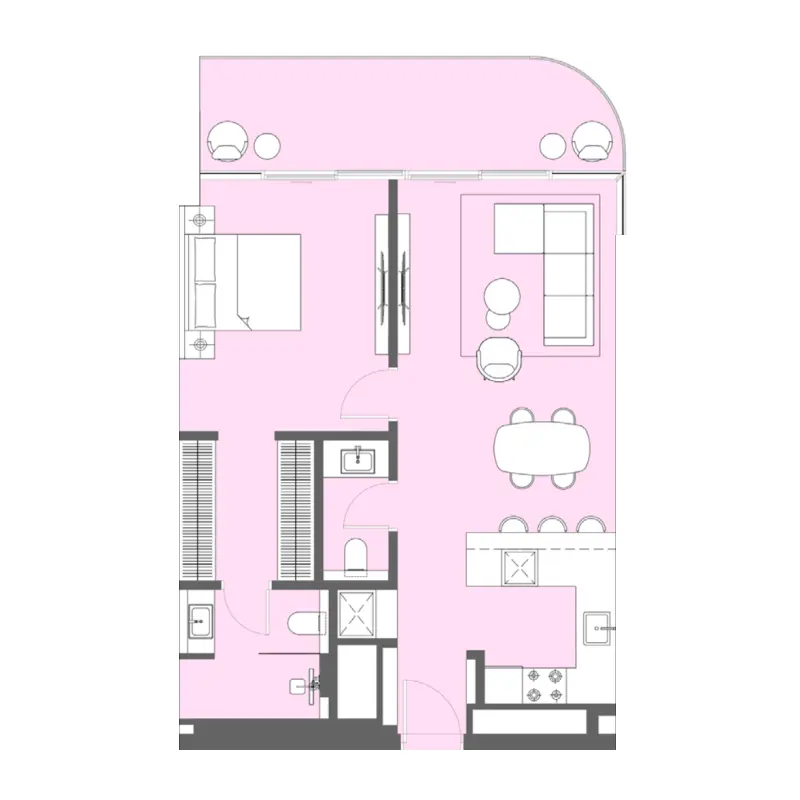 1 bedroom floor plan