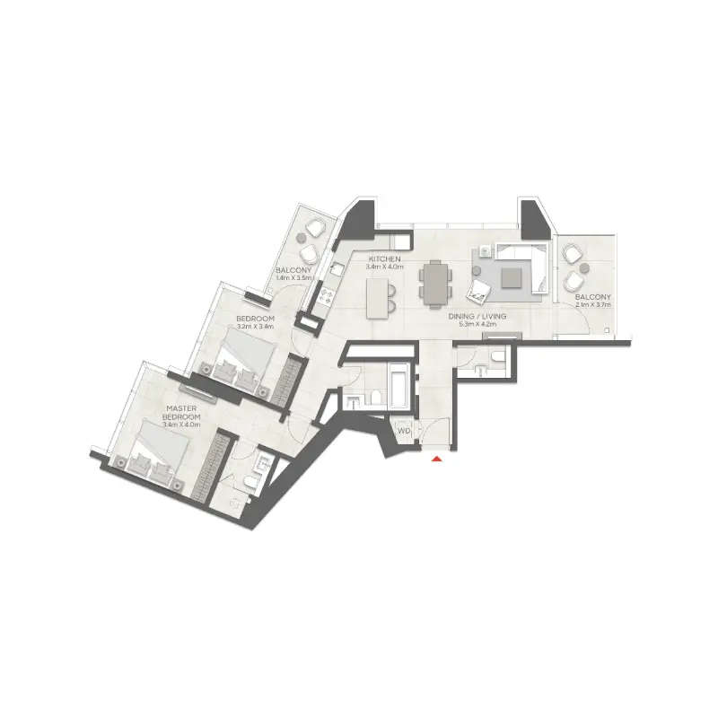 2 bedroom floor plan