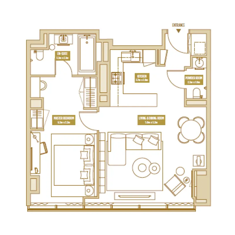1 bedroom floor plan