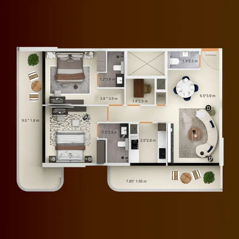 2,5 bedroom Apartments floor plan