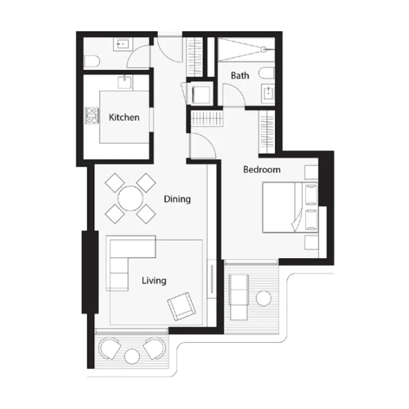 1 bedroom floor plan