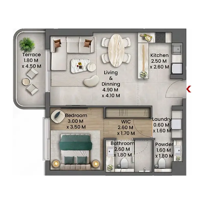 1 bedroom Apartments floor plan