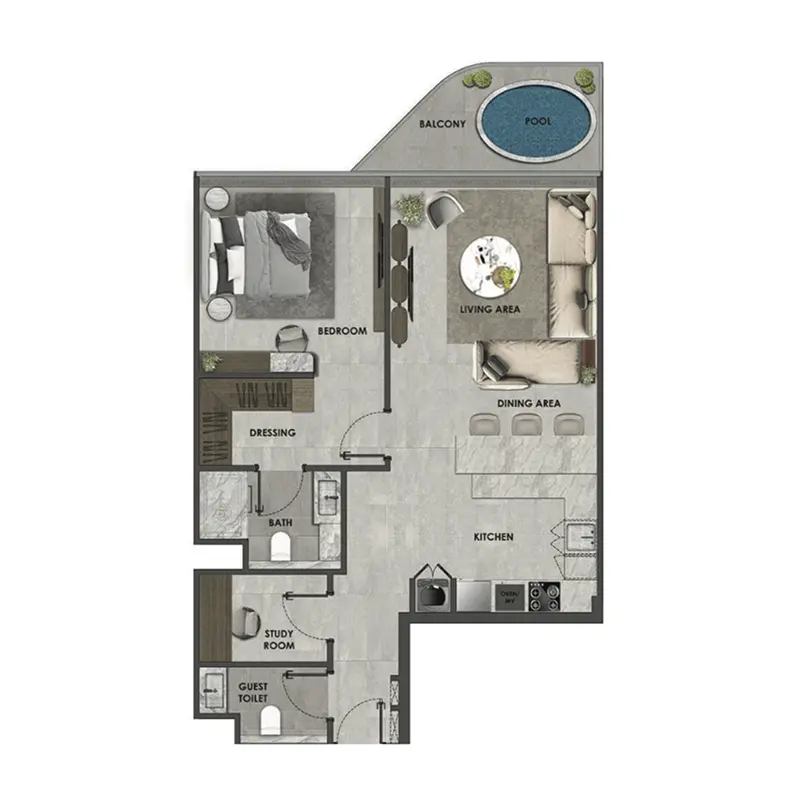1 bedroom Apartments floor plan