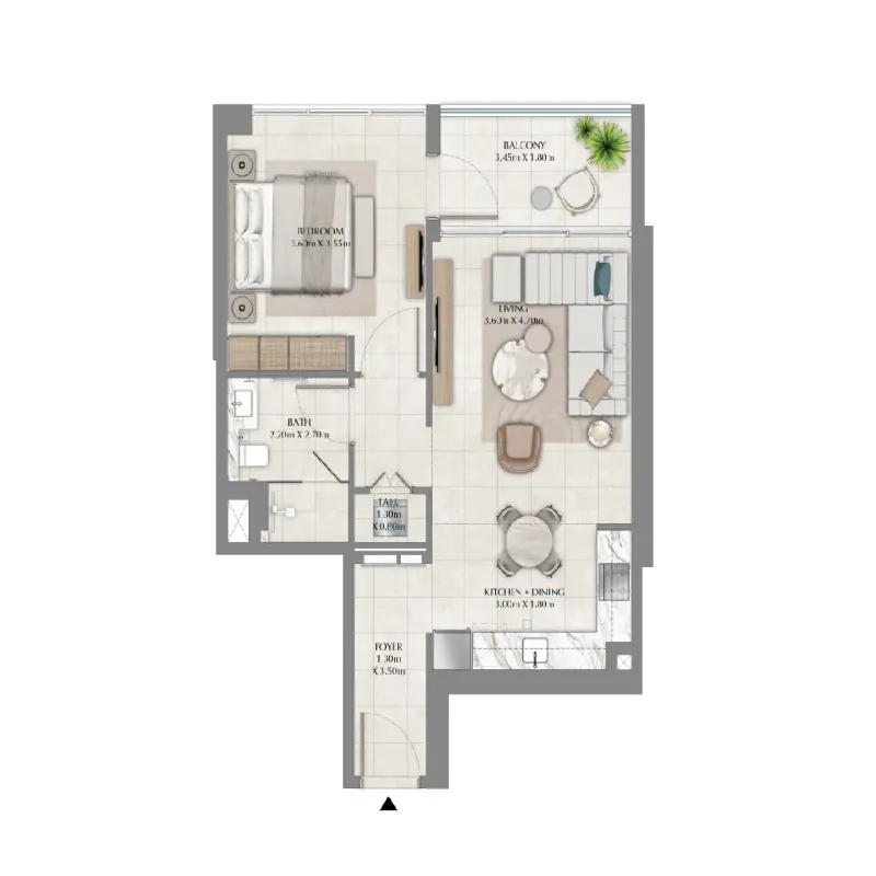 1 bedroom floor plan