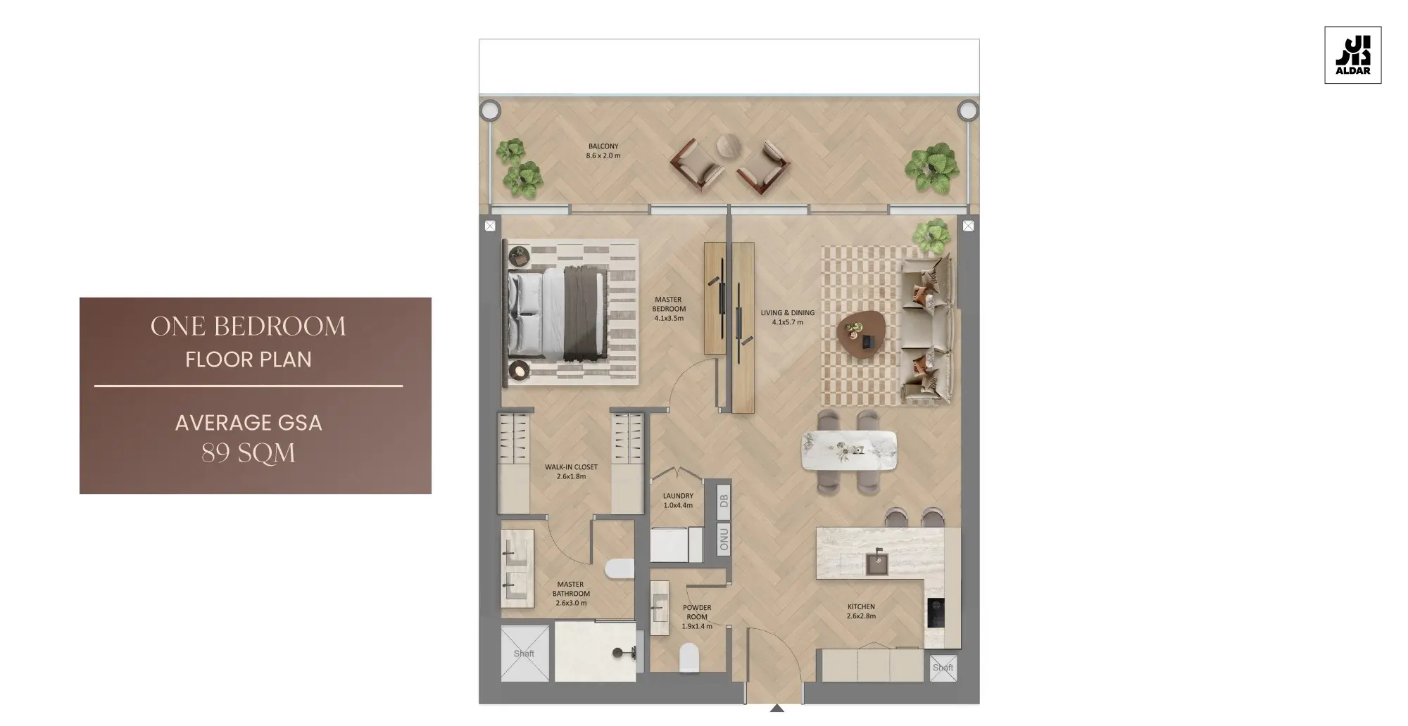 1 Bedroom floor plan