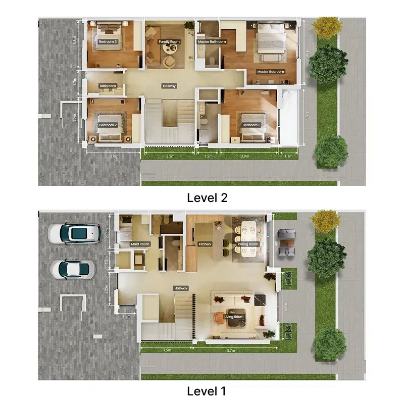 4 Bedrooms townhouse - Athlon by Aldar floor plan