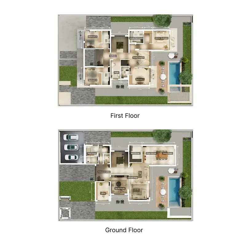 4 Bedrooms villa - Athlon by Aldar floor plan