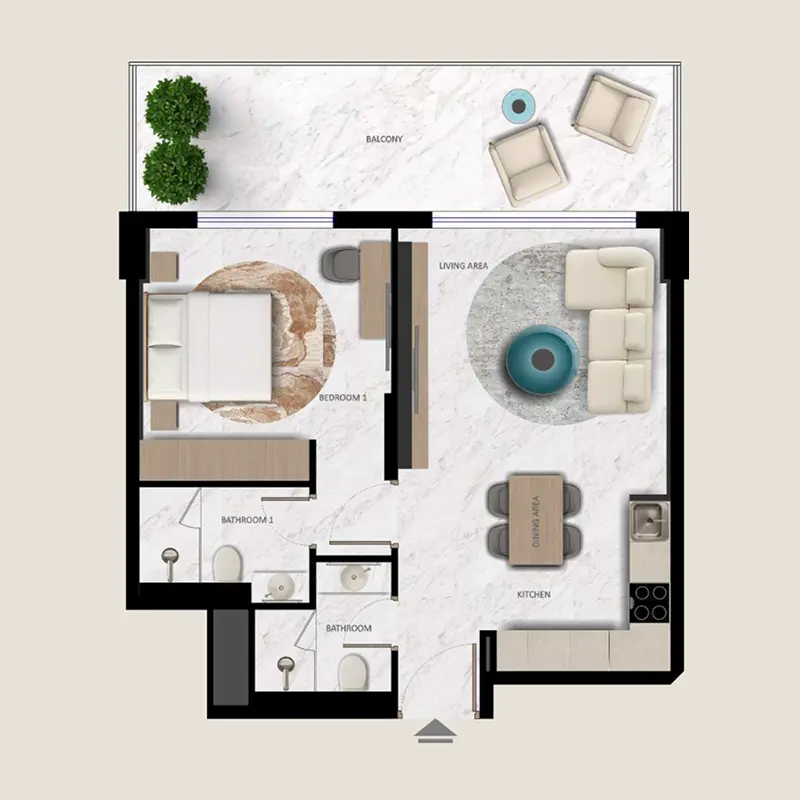1 bedroom Apartments floor plan