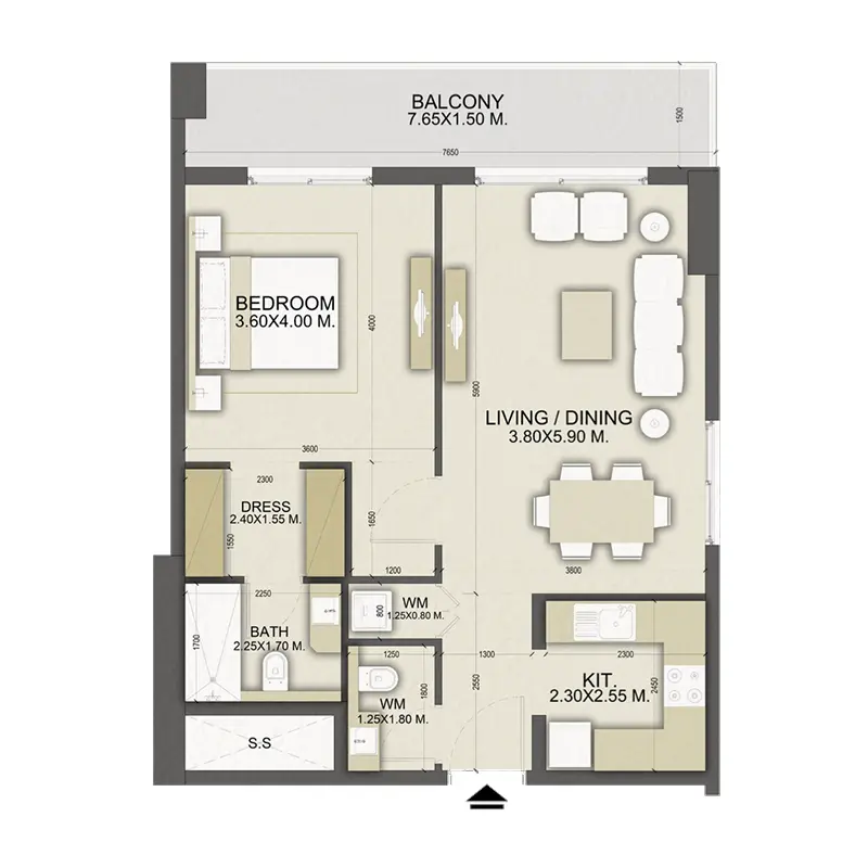 1 bedroom Apartments floor plan