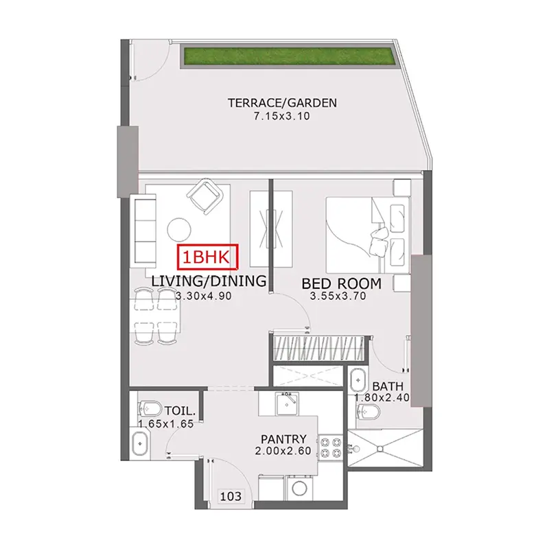 1 bedroom Apartments floor plan