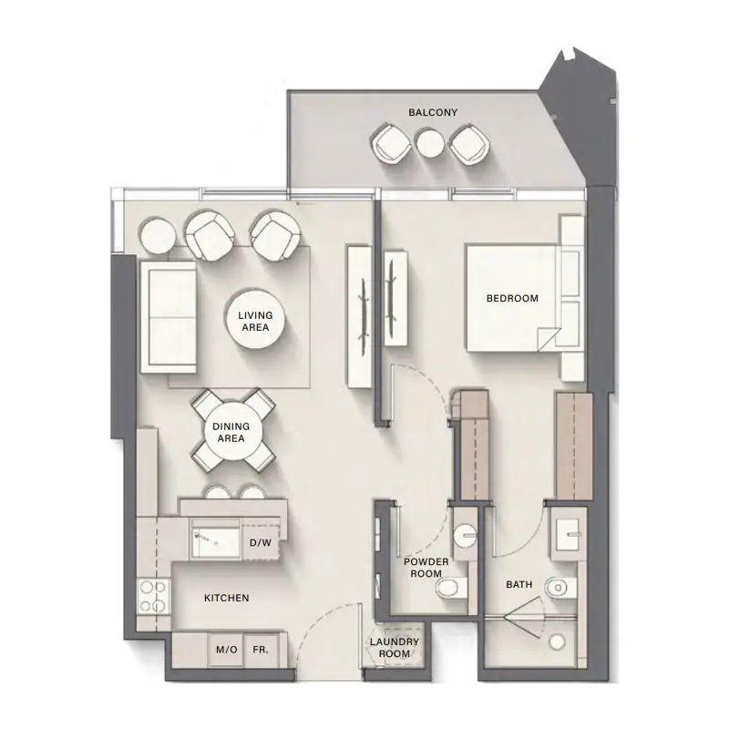 1 bedroom floor plan